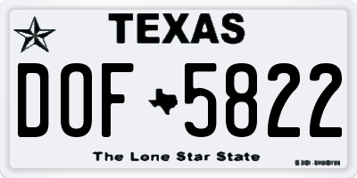 TX license plate DOF5822