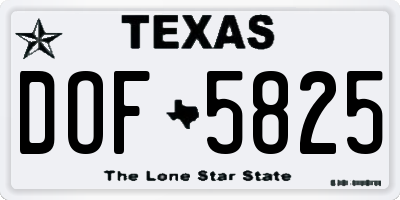 TX license plate DOF5825