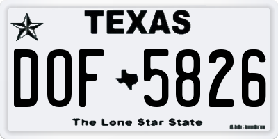 TX license plate DOF5826