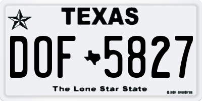 TX license plate DOF5827