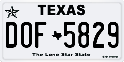 TX license plate DOF5829