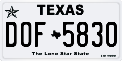 TX license plate DOF5830