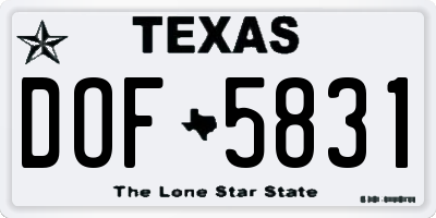 TX license plate DOF5831