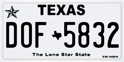 TX license plate DOF5832