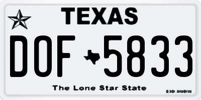 TX license plate DOF5833