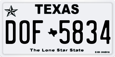 TX license plate DOF5834