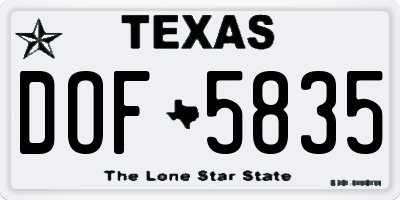 TX license plate DOF5835