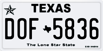 TX license plate DOF5836