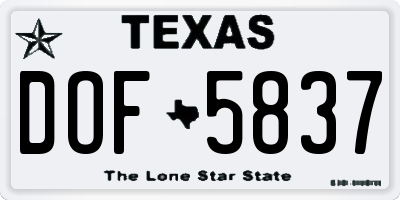 TX license plate DOF5837