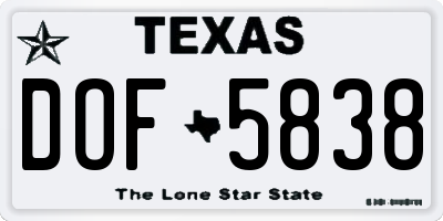 TX license plate DOF5838