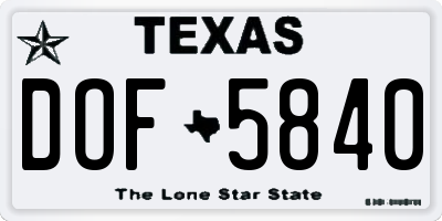 TX license plate DOF5840