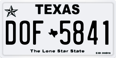 TX license plate DOF5841