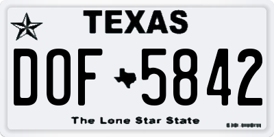 TX license plate DOF5842