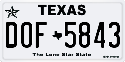 TX license plate DOF5843