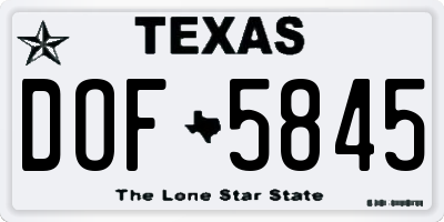 TX license plate DOF5845