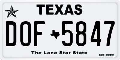 TX license plate DOF5847
