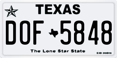 TX license plate DOF5848