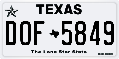 TX license plate DOF5849