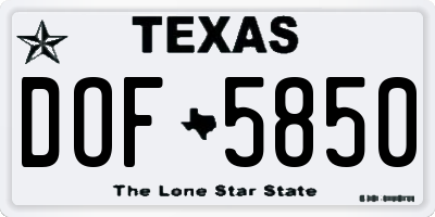 TX license plate DOF5850