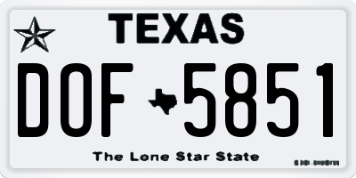 TX license plate DOF5851