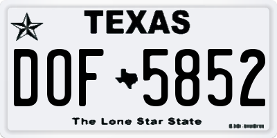 TX license plate DOF5852