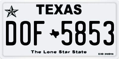 TX license plate DOF5853
