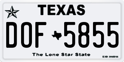 TX license plate DOF5855