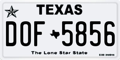 TX license plate DOF5856