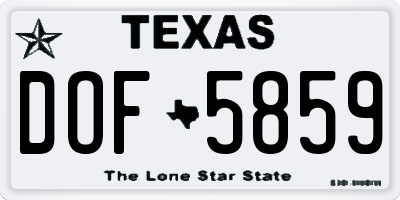 TX license plate DOF5859