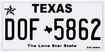 TX license plate DOF5862