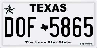 TX license plate DOF5865