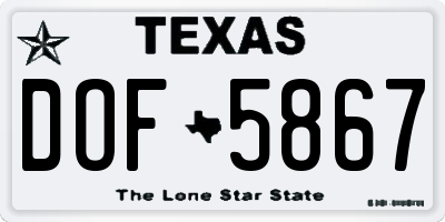 TX license plate DOF5867