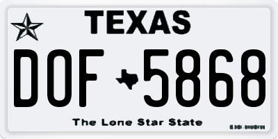 TX license plate DOF5868