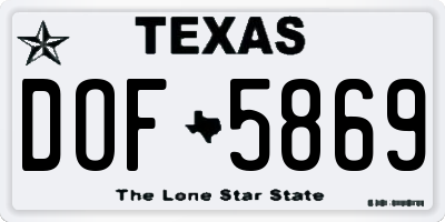 TX license plate DOF5869