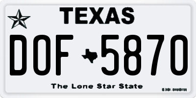TX license plate DOF5870