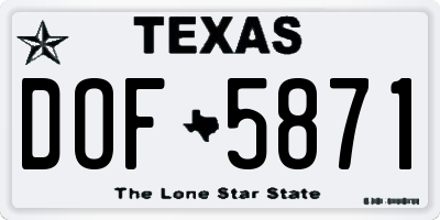 TX license plate DOF5871
