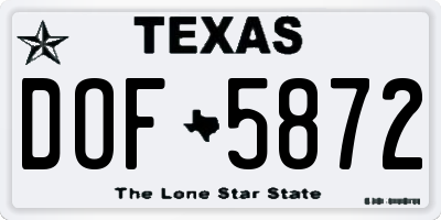 TX license plate DOF5872