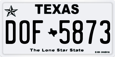 TX license plate DOF5873