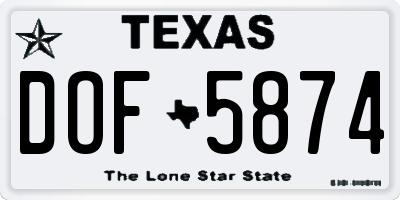 TX license plate DOF5874