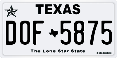 TX license plate DOF5875