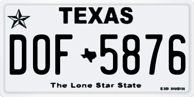 TX license plate DOF5876