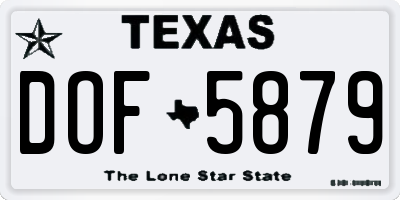 TX license plate DOF5879