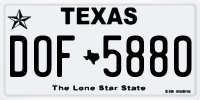 TX license plate DOF5880