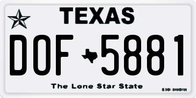 TX license plate DOF5881