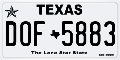 TX license plate DOF5883