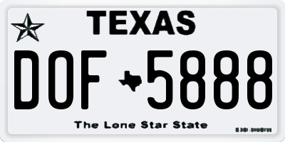 TX license plate DOF5888