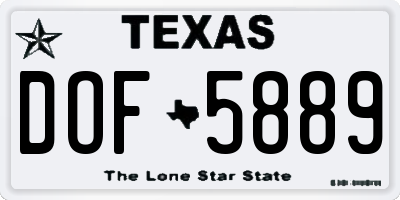 TX license plate DOF5889