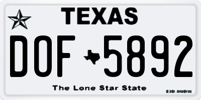 TX license plate DOF5892