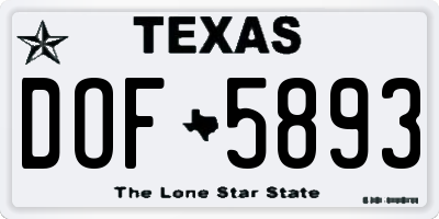 TX license plate DOF5893