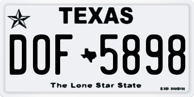 TX license plate DOF5898